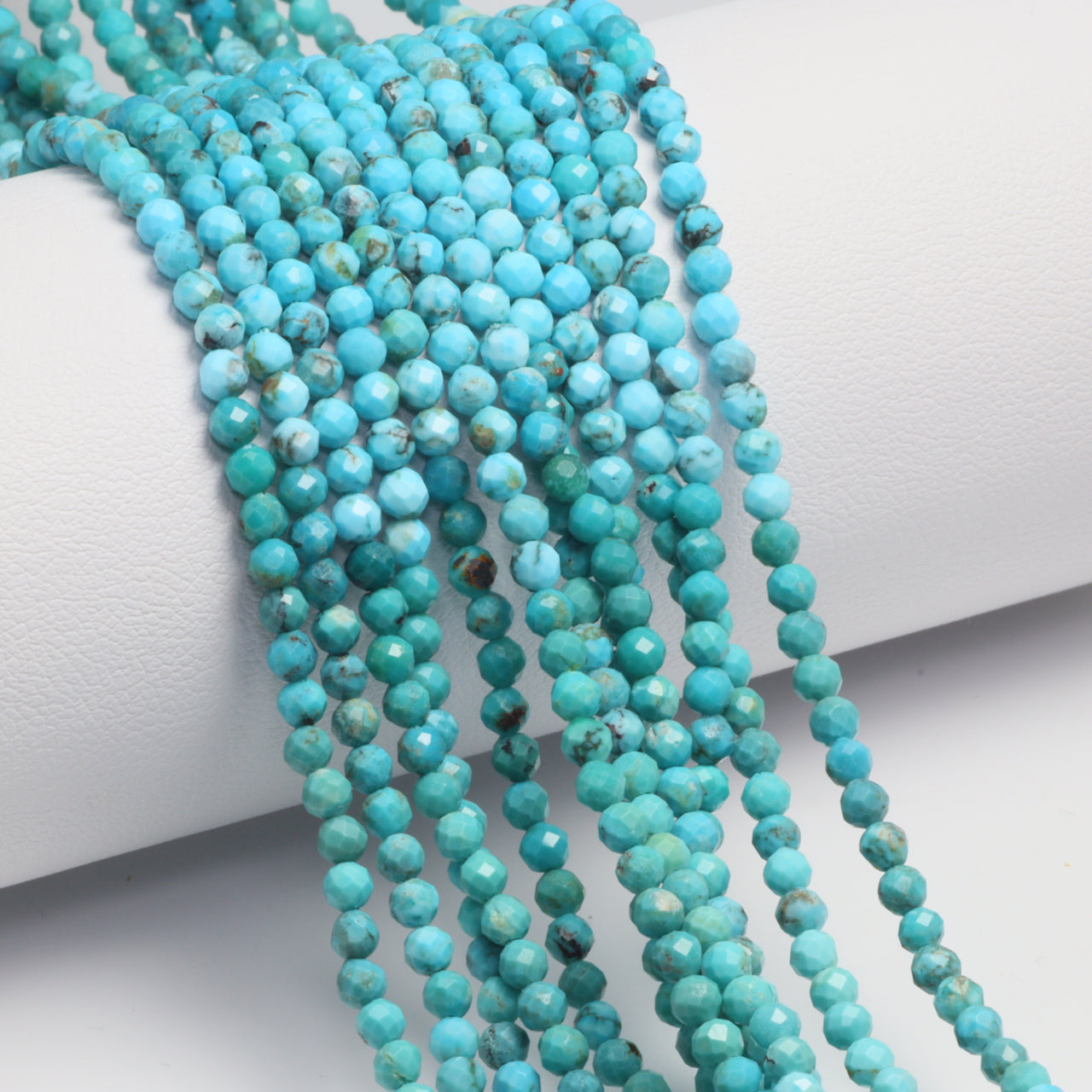 Ombre Natural Blue Turquoise 3mm Faceted Rounds Bead Strand