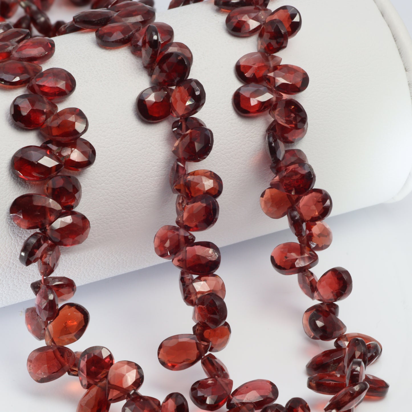 Red Garnet 7x5mm Faceted Pear Shaped Briolettes Bead Strand