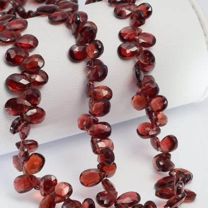 Red Garnet 7x5mm Faceted Pear Shaped Briolettes Bead Strand