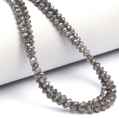 Gray Diamond 3mm - 4.5mm Hand Faceted Rondelles Bead Strand