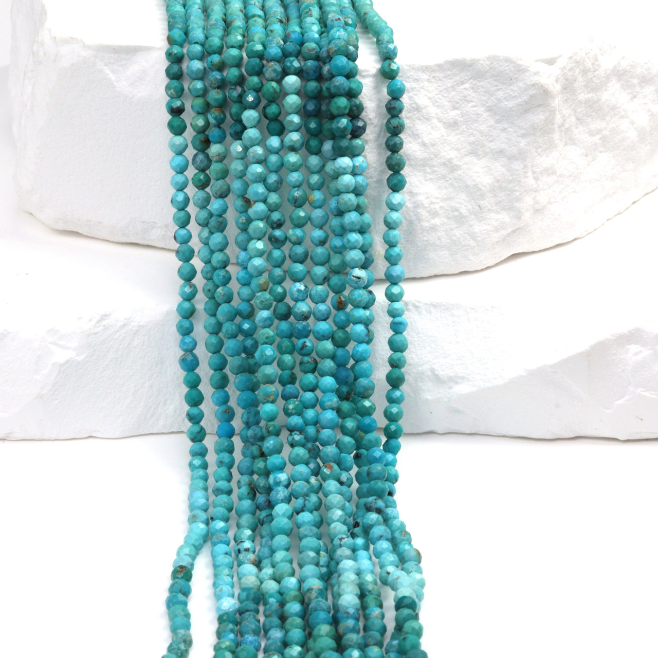 Ombre Natural Blue Turquoise 2.5mm Faceted Rondelles Bead Strand