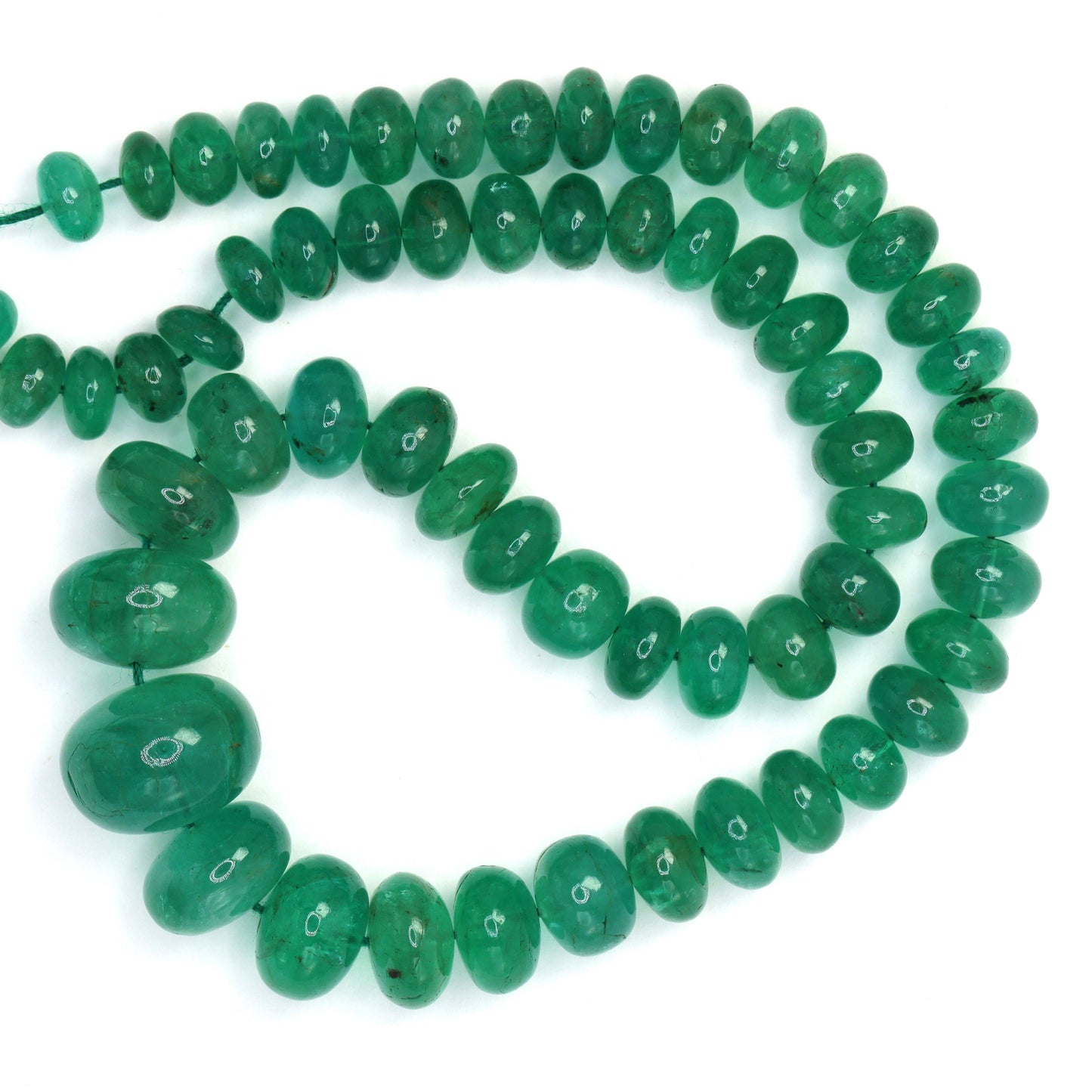Green Emerald 6.5mm - 13mm Smooth Rondelles Bead Strand