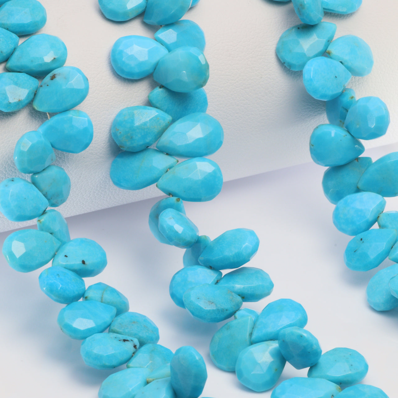 Natural Blue Turquoise 10x7mm Faceted Pear Shaped Briolettes