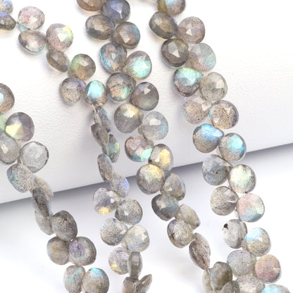 Blue Labradorite 5mm Faceted Heart Shaped Briolettes