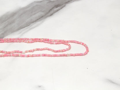 Pink Ethiopian Opal 2.5mm Smooth Rondelles Bead Strand