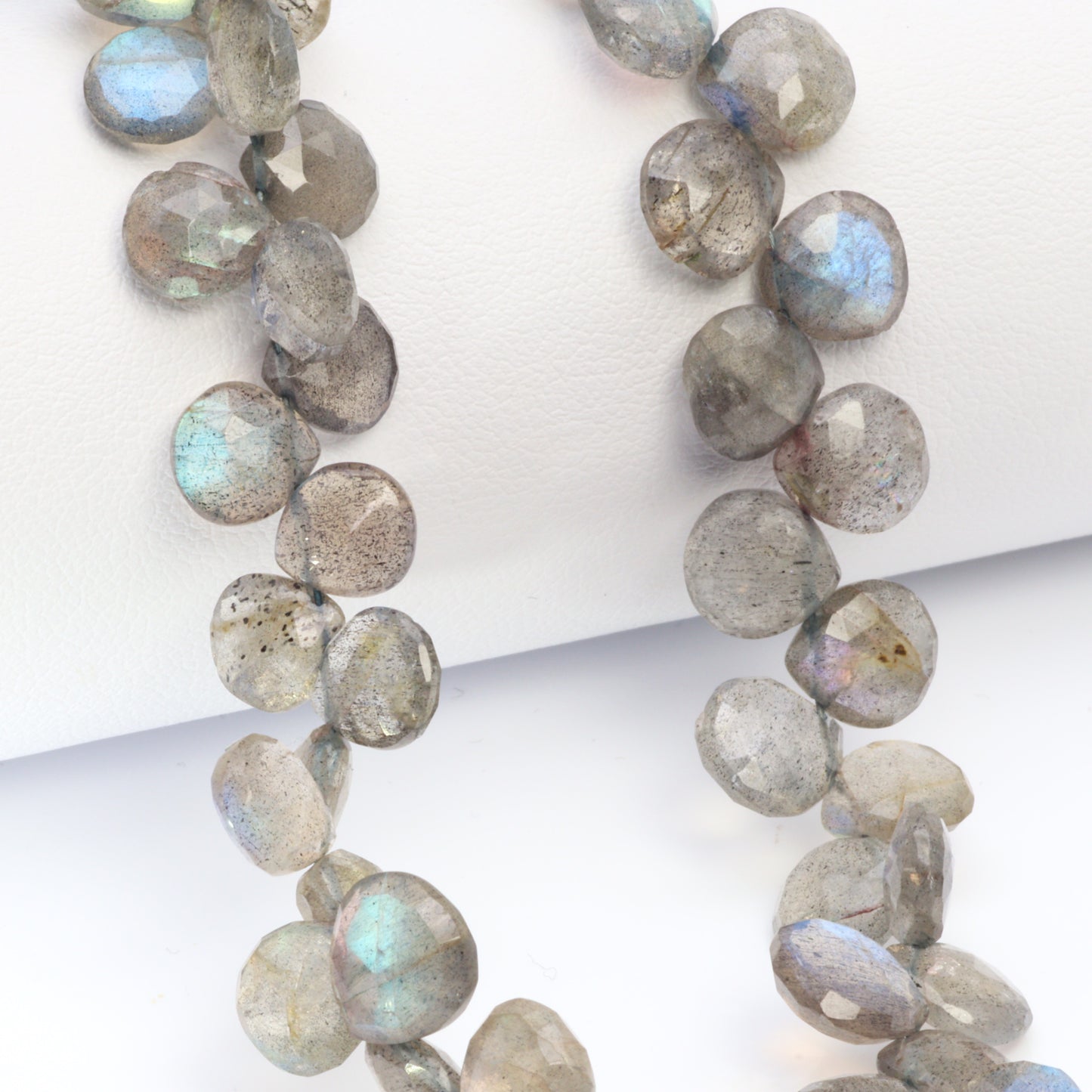 Blue Labradorite 7mm Faceted Hearts Bead Strand