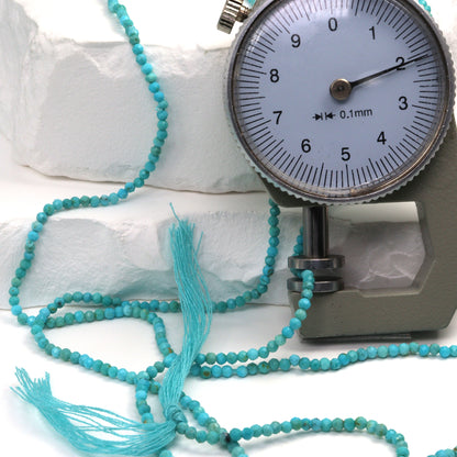 AAA Natural Blue Turquoise 2mm Faceted Rounds Bead Strand