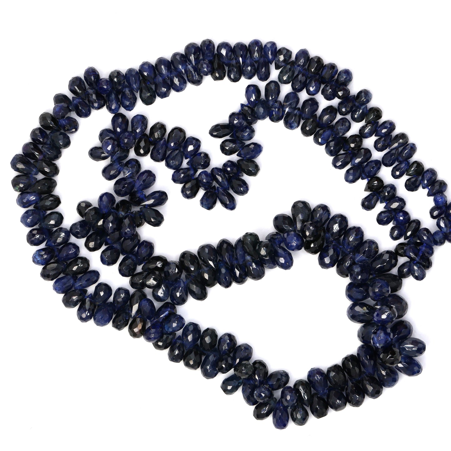 Navy Blue Sapphire 5x3mm - 6x4mm Faceted Teardrop Briolettes Bead Strand