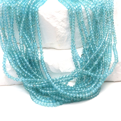 Sea Blue Apatite 2.5mm Faceted Rondelles Bead Strand