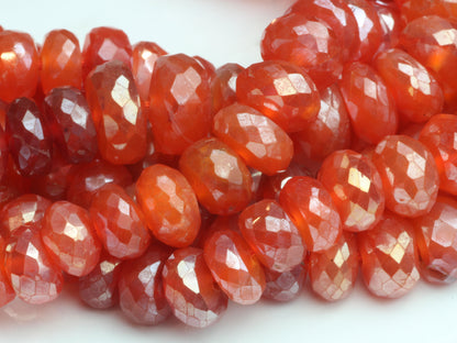 Coated Orange Carnelian 7mm Faceted Rondelles