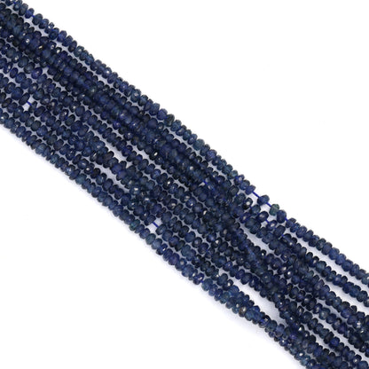 Royal Blue Sapphire 2.5mm Hand Faceted Rondelles Bead Strand