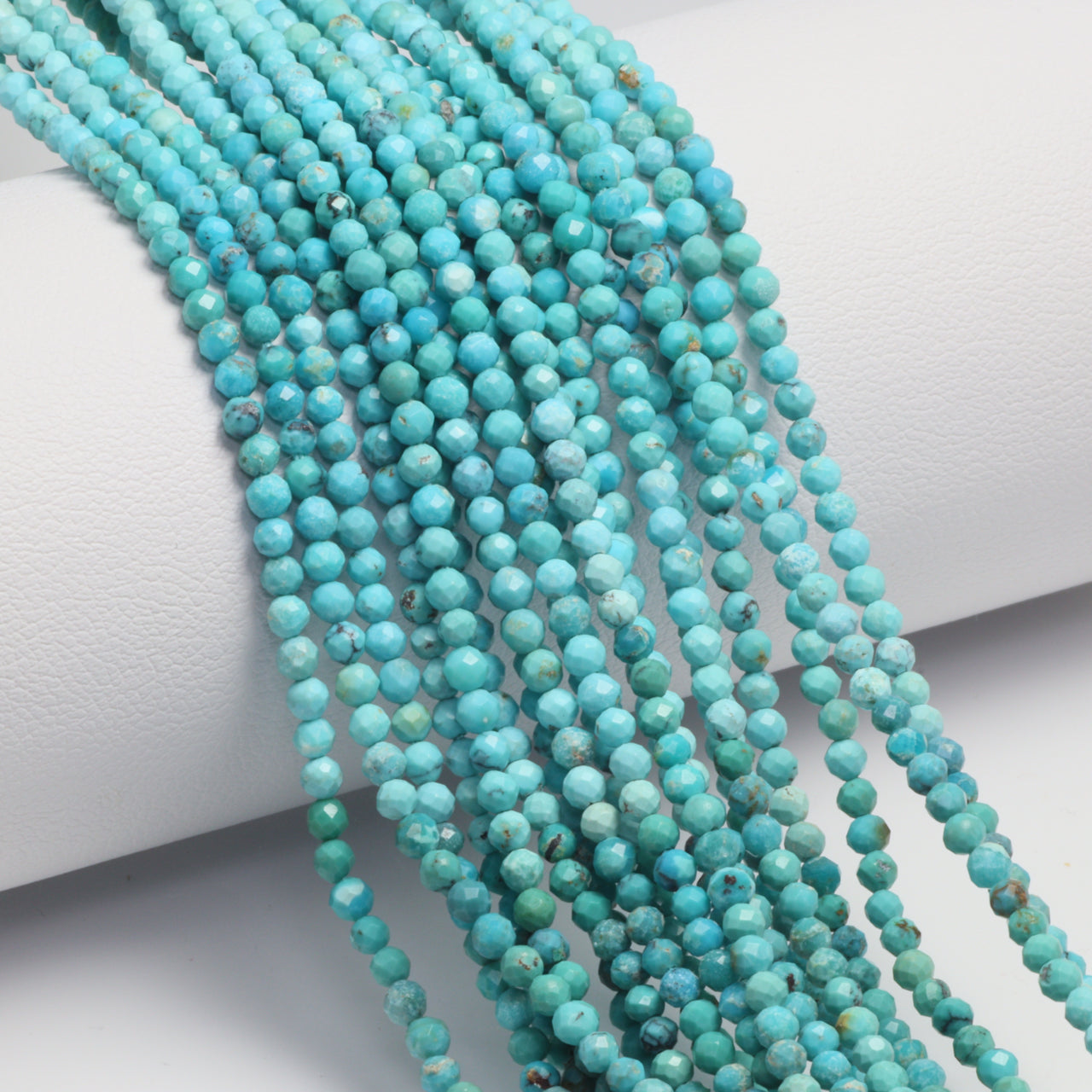 Ombre Natural Blue Turquoise 2.5mm Faceted Rondelles Bead Strand