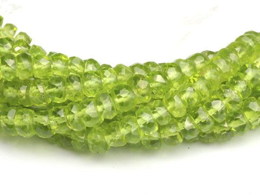 Green Peridot 4.5mm Faceted Rondelles