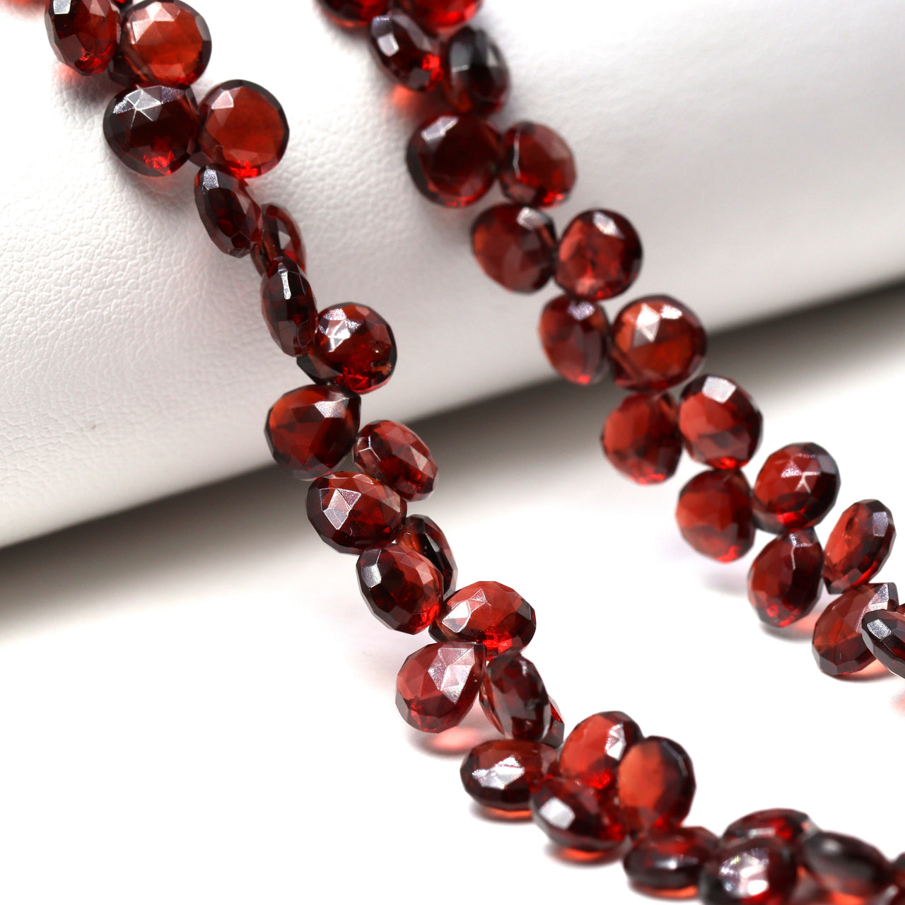 Red Garnet 5mm Faceted Heart Shaped Briolettes Bead Strand