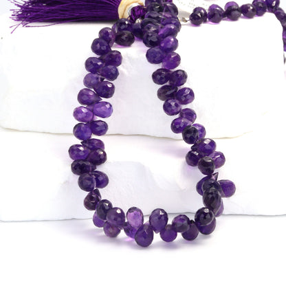 Purple Amethyst 7x5mm Faceted Teardrop Briolettes
