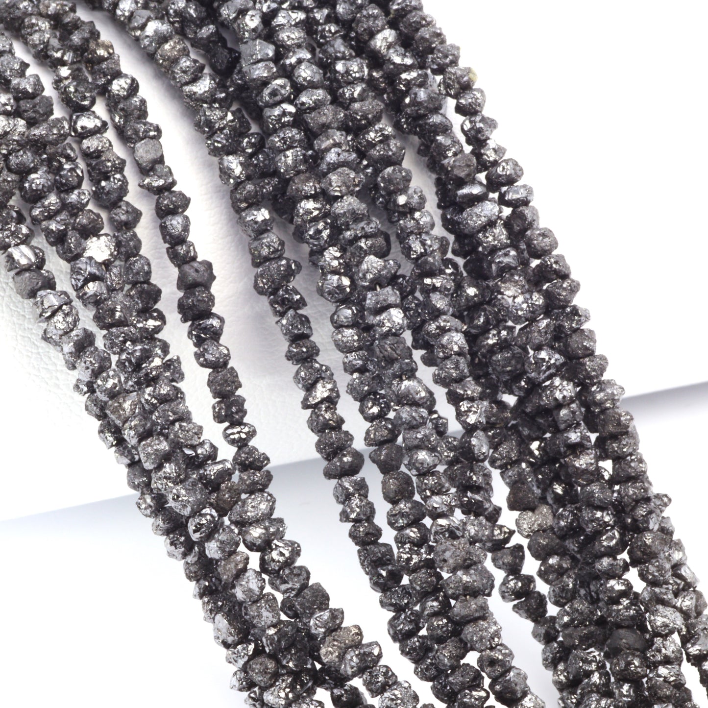 Black Diamond 3mm Hand Faceted Chips Bead Strand