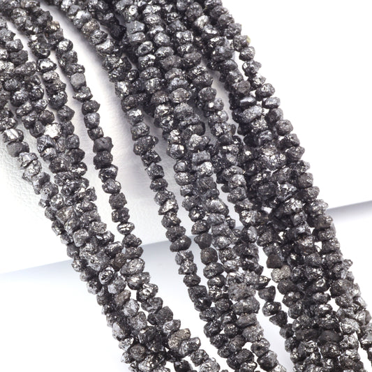 Black Diamond 3mm Hand Faceted Chips Bead Strand