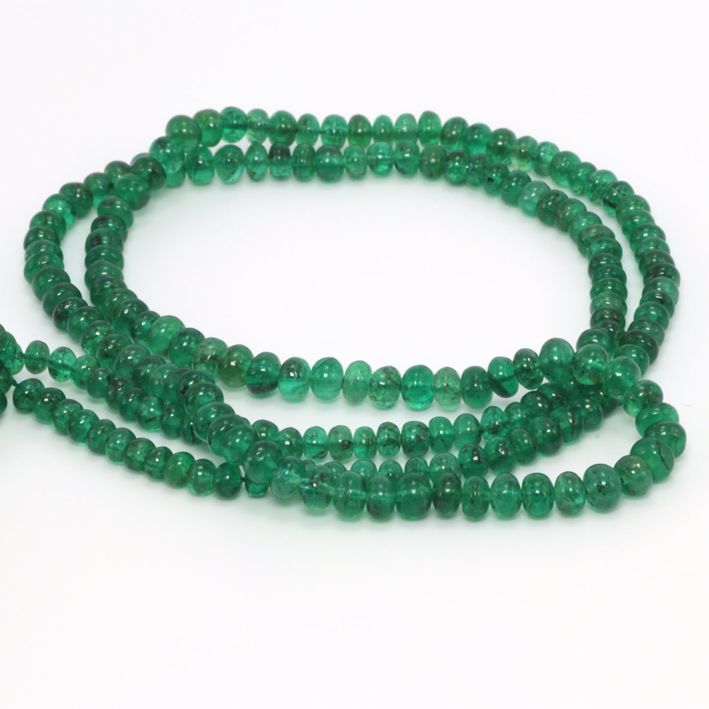 Green Emerald 3mm - 3.5mm Smooth Rondelles Bead Strand