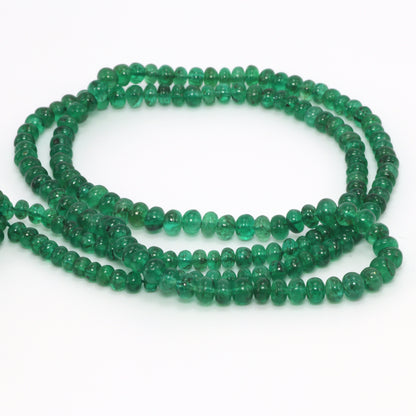 Green Emerald 3mm - 3.5mm Smooth Rondelles Bead Strand