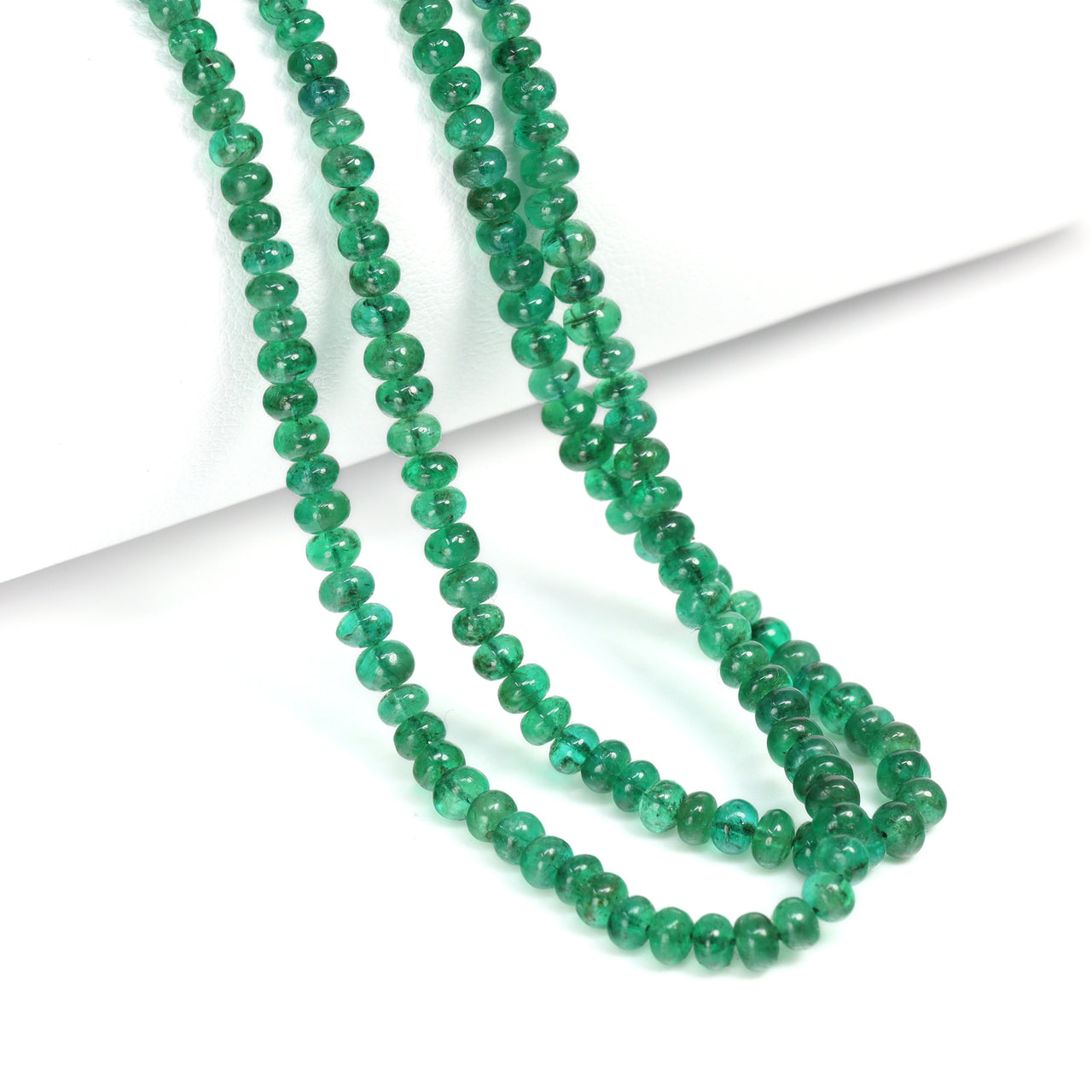 Green Emerald 3mm - 3.5mm Smooth Rondelles Bead Strand