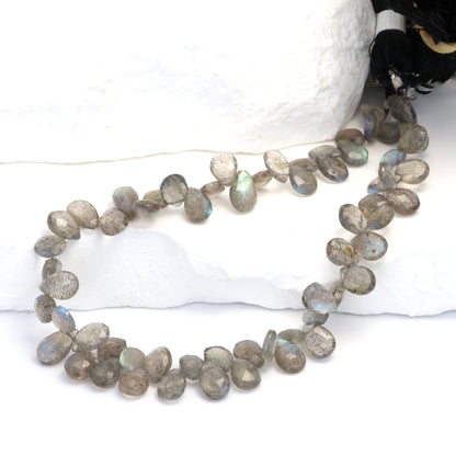 Blue Labradorite 7x5mm Faceted Pear Shaped Briolettes Bead Strand