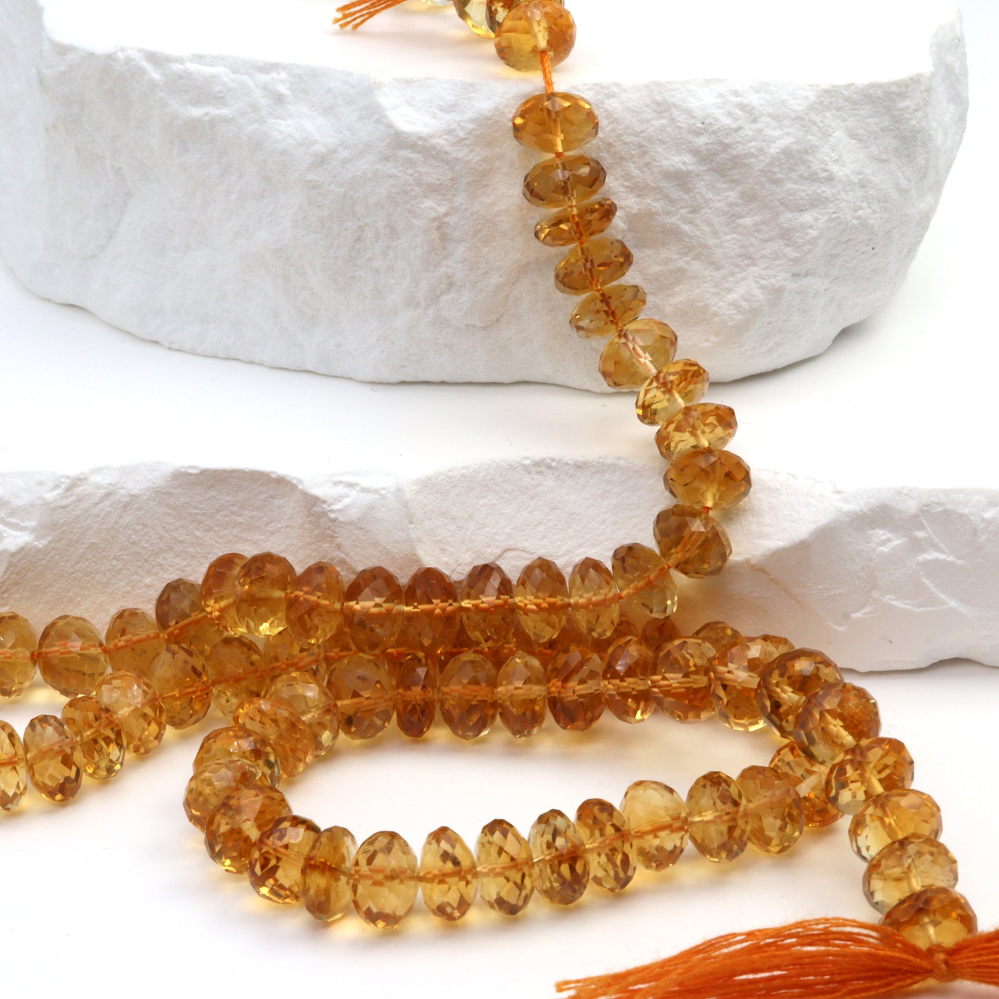 Yellow Orange Citrine 7mm Faceted Rondelles