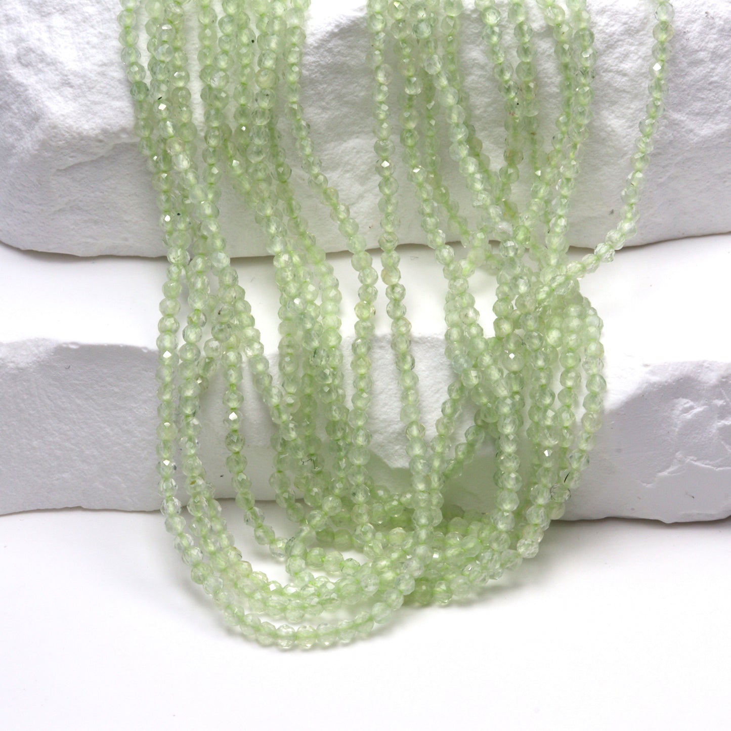 Green Prehnite 2mm Faceted Rounds