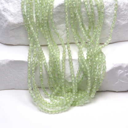 Green Prehnite 2mm Faceted Rounds