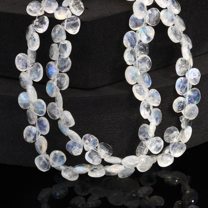 Blue Rainbow Moonstone 8mm Faceted Heart Shaped Briolettes