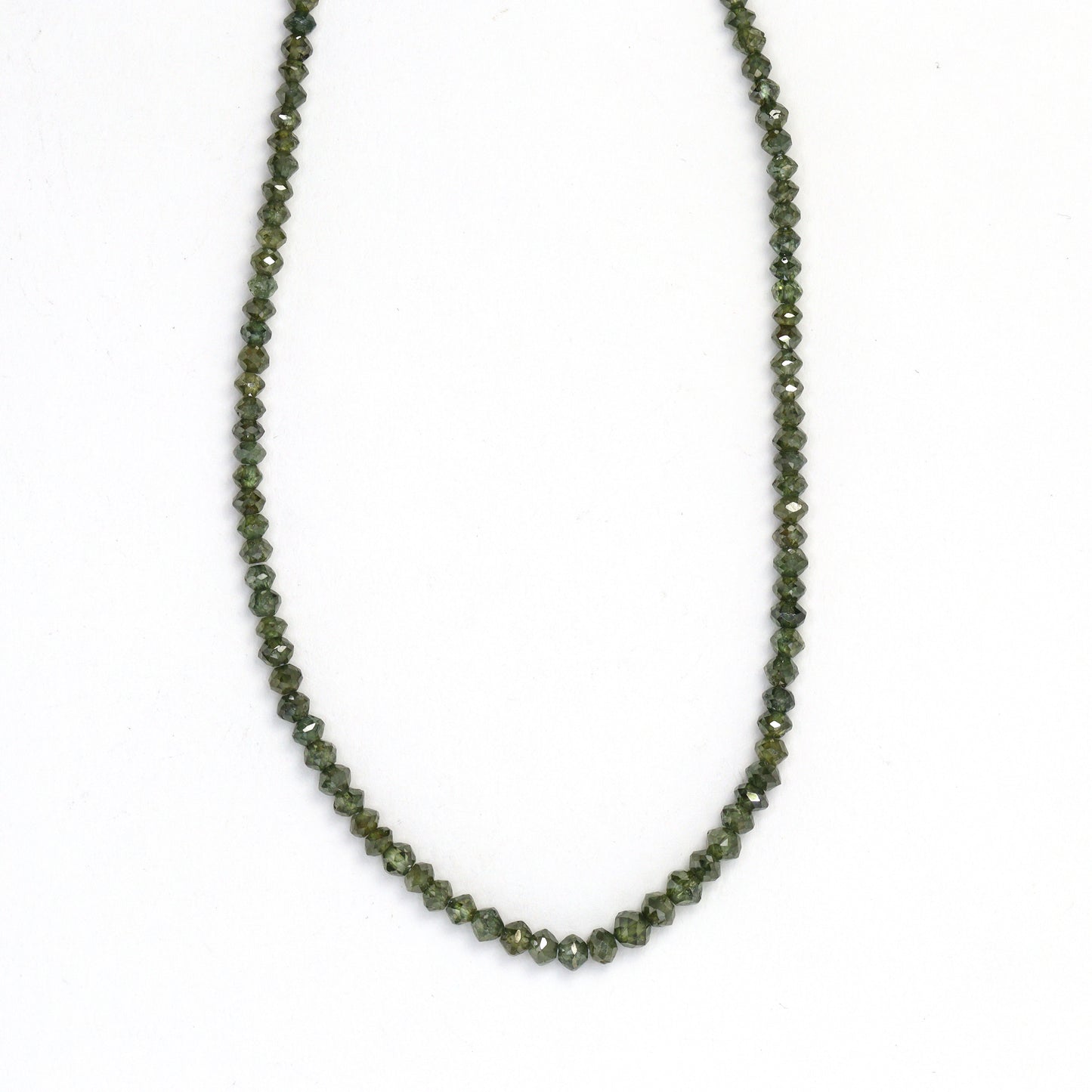 Green Diamond 1.9mm - 2.4mm Hand Faceted Rondelles Bead Strand