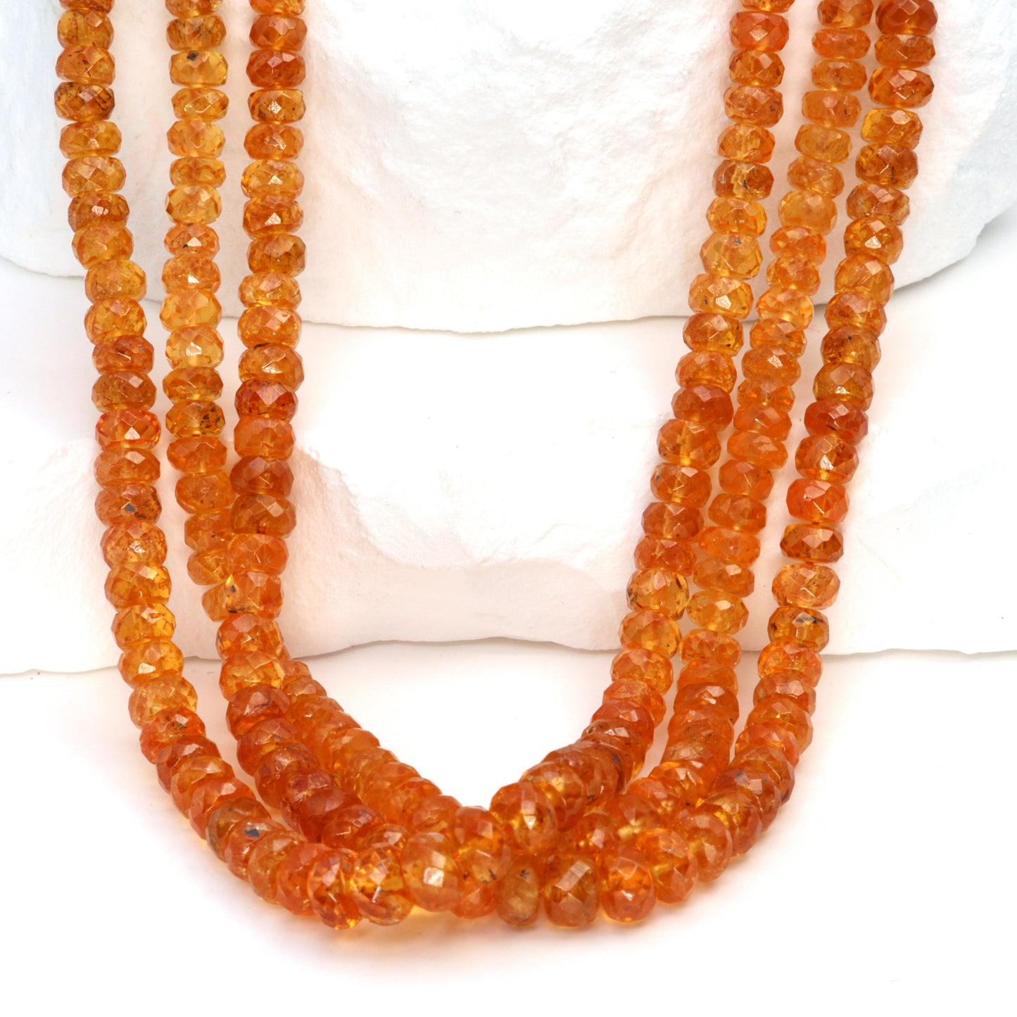 Spessartite Garnet 4mm - 5mm Hand Faceted Rondelles Bead Strand