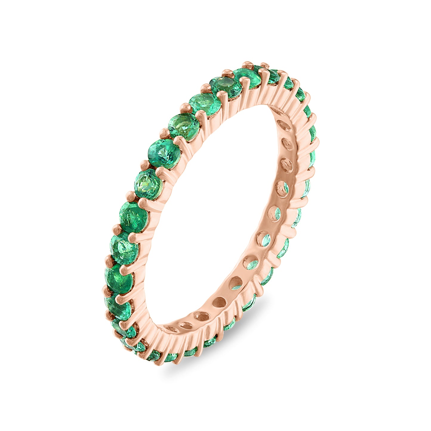 Shared Prong Emerald Eternity Band
