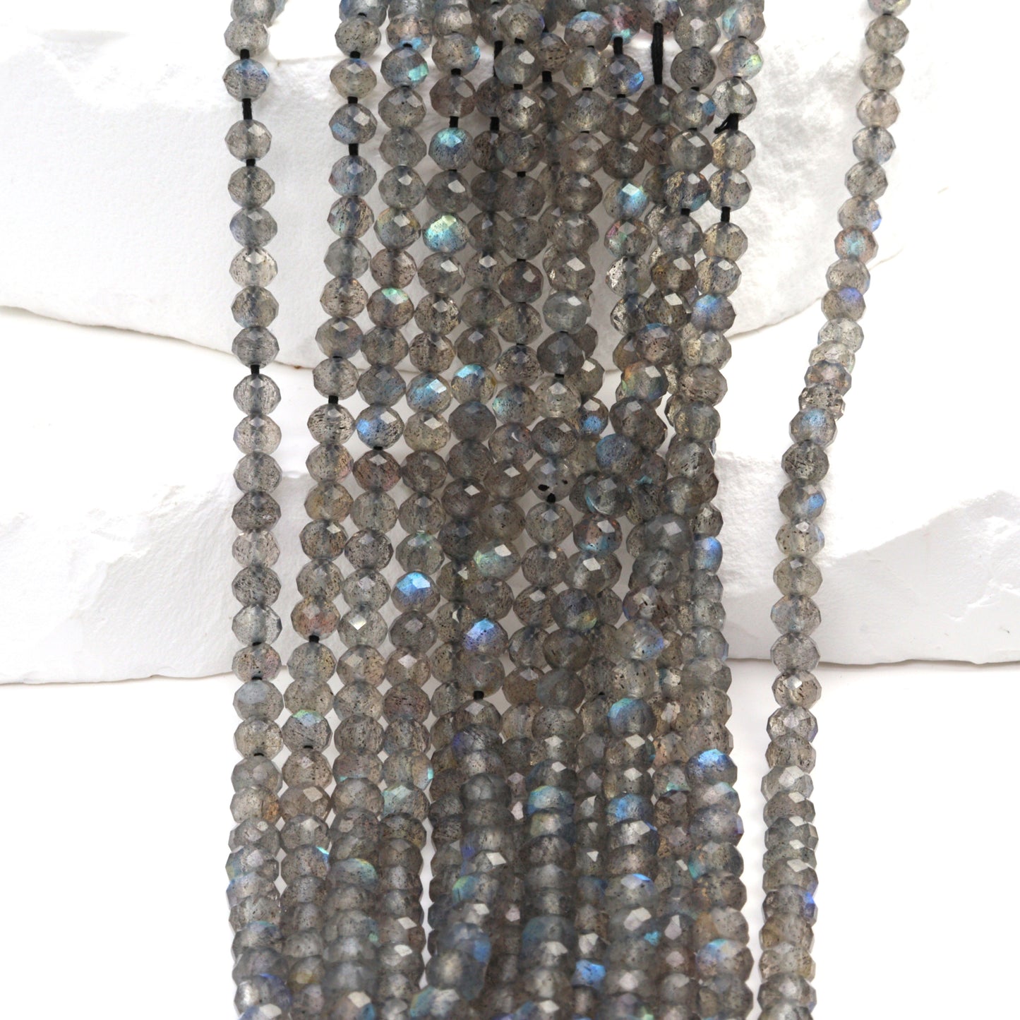 Blue Labradorite 4mm Faceted Rondelles Bead Strand
