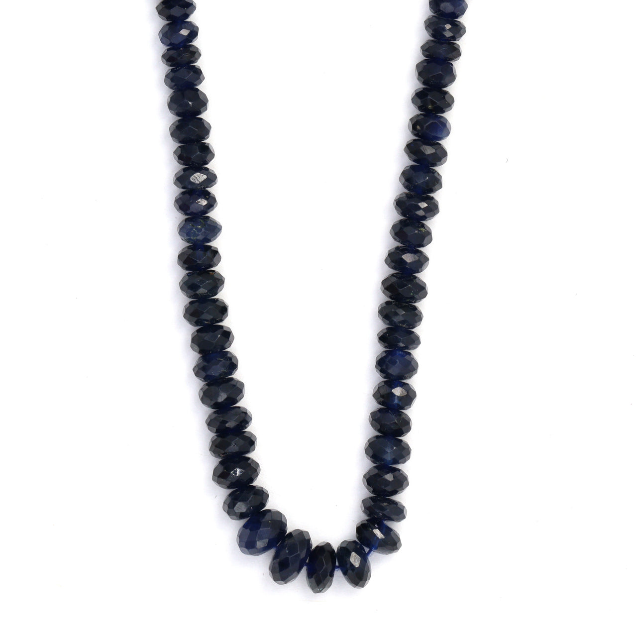Navy Blue Sapphire 4mm - 5.5mm Hand Faceted Rondelles Bead Strand
