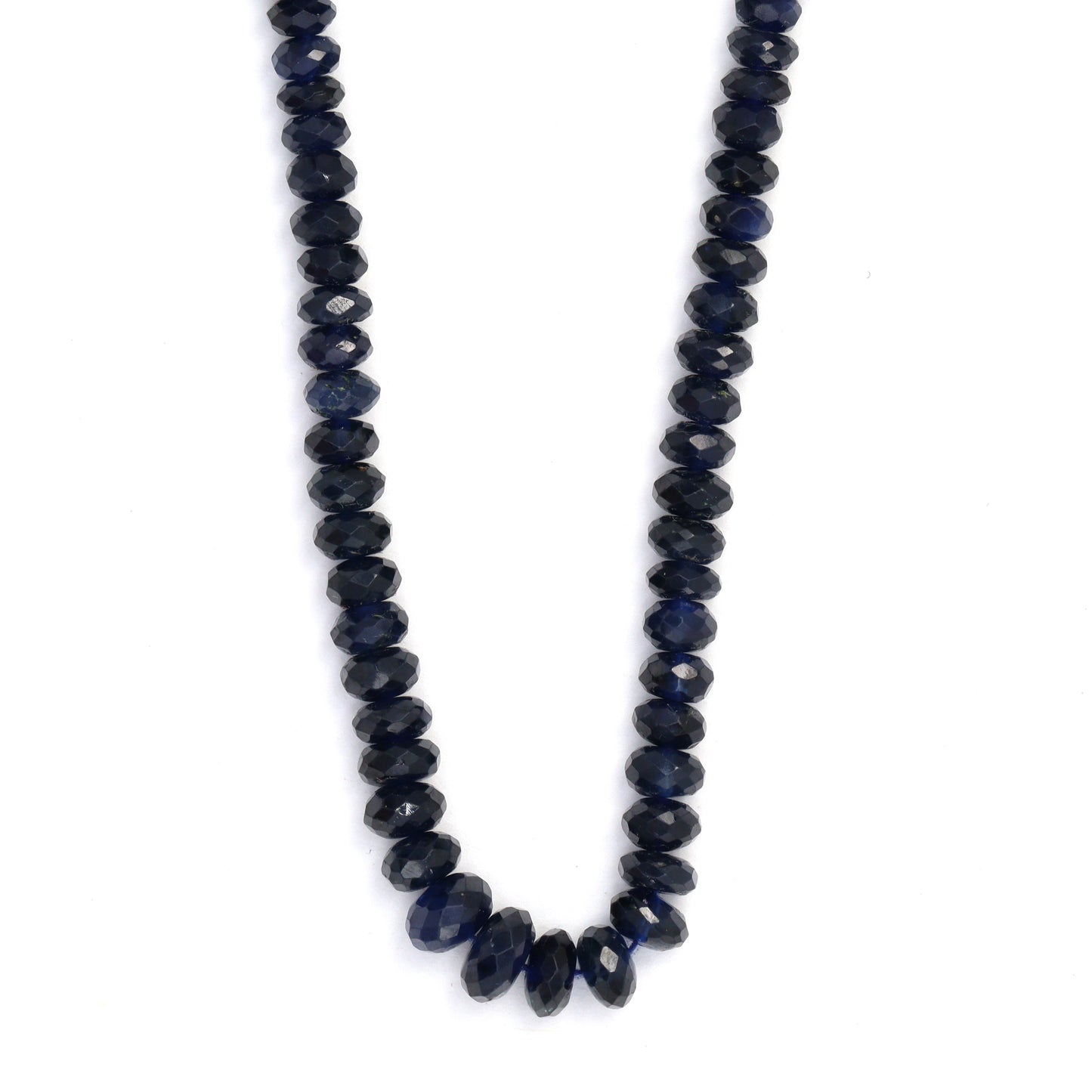 Navy Blue Sapphire 4mm - 5.5mm Hand Faceted Rondelles Bead Strand