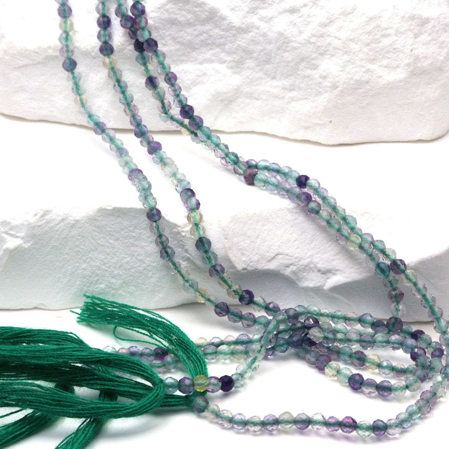 Green Fluorite 2.5mm Faceted Rounds Bead Strand