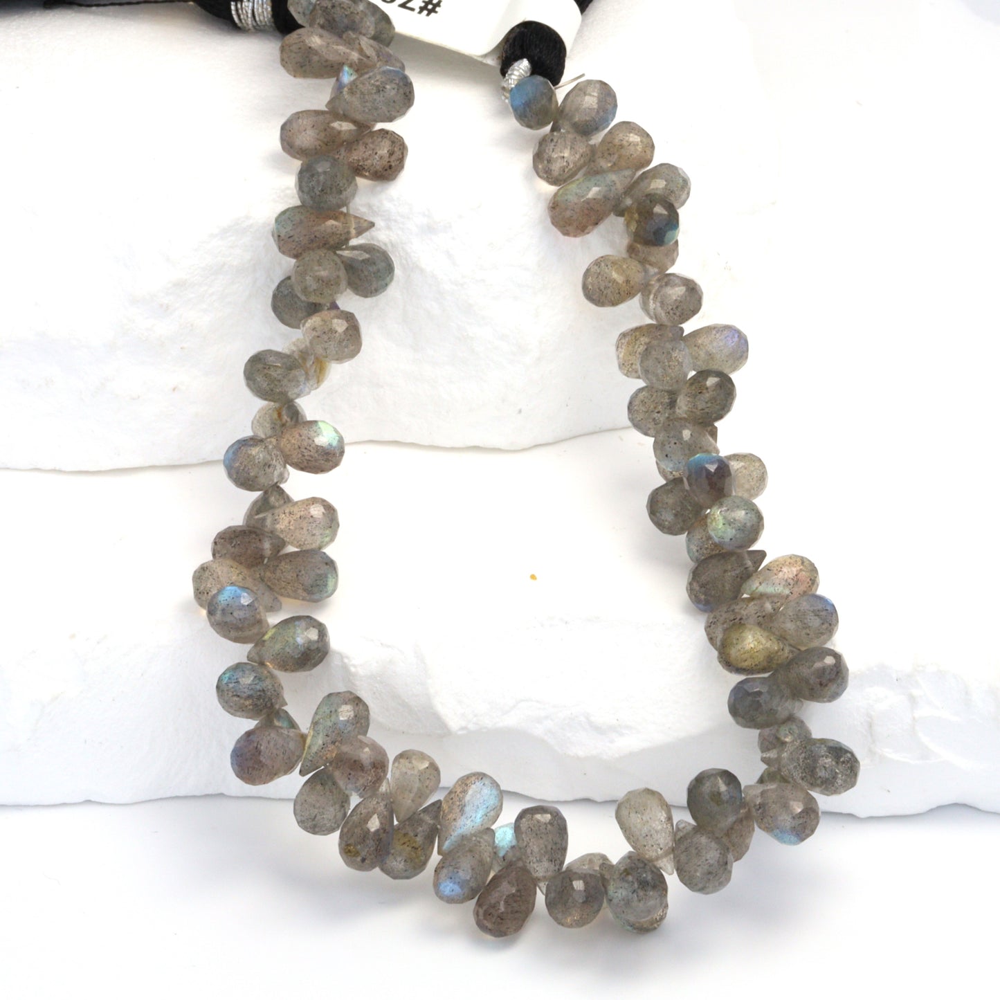 Blue Labradorite 7x4mm Faceted Teardrop Briolettes Bead Strand
