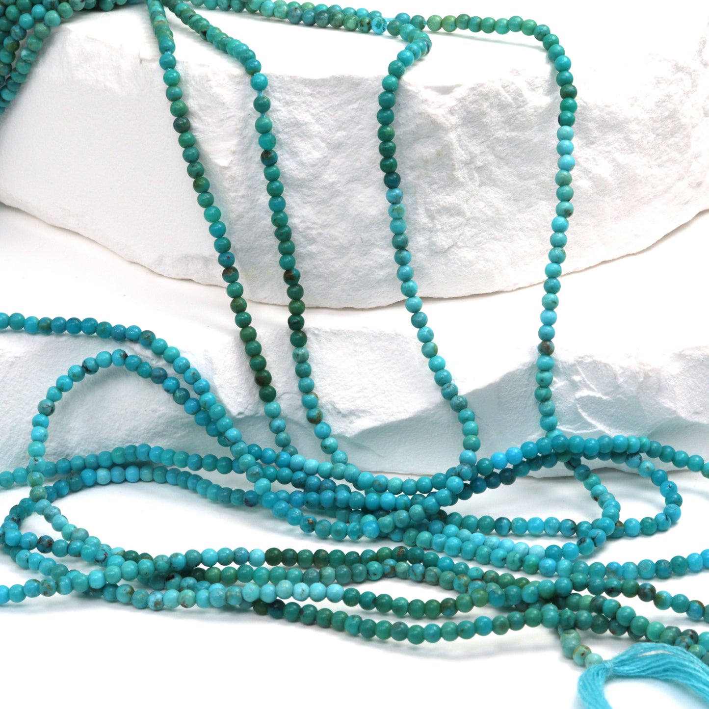 Ombre Natural Blue Turquoise 2mm Smooth Rounds