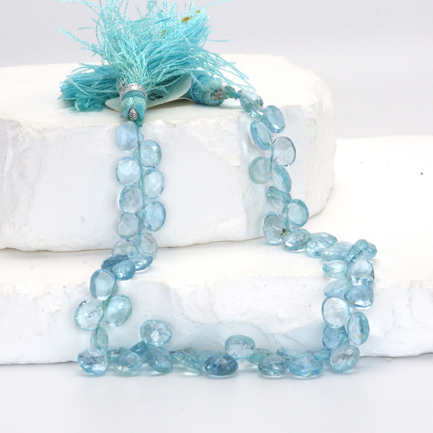 Blue Aquamarine 6mm Faceted Heart Shaped Briolettes