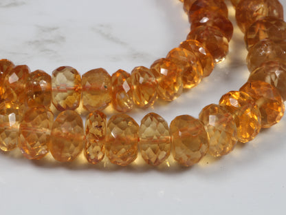 Yellow Orange Citrine 6mm Faceted Rondelles Bead Strand