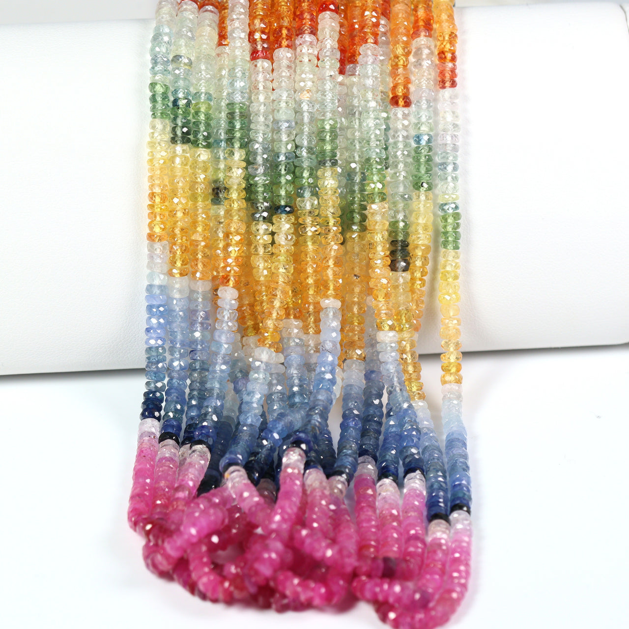 Multi Sapphire 3.5mm Hand Faceted Rondelle