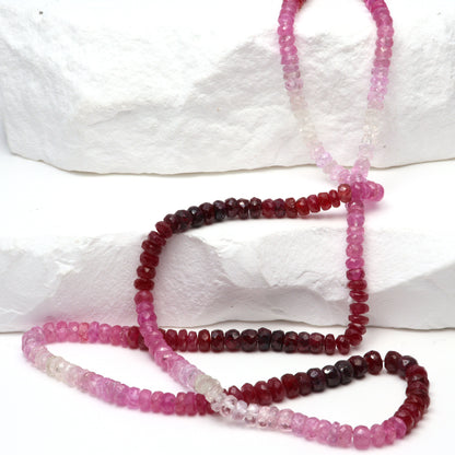 Ombre Red and Pink Ruby 3.5mm Faceted Rondelles