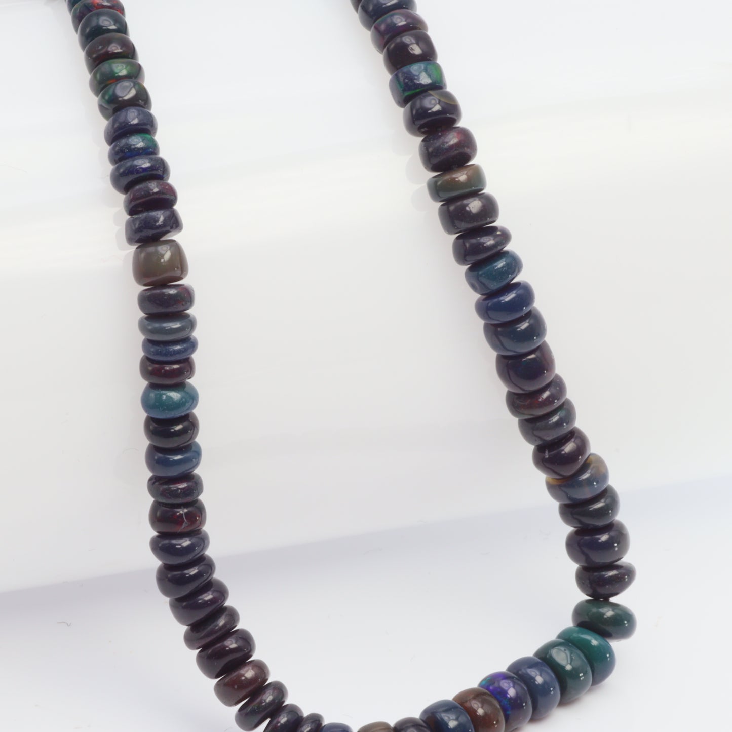Black Ethiopian Opal 4mm Smooth Rondelles Bead Strand