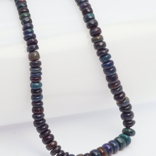 Black Ethiopian Opal 4mm Smooth Rondelles Bead Strand