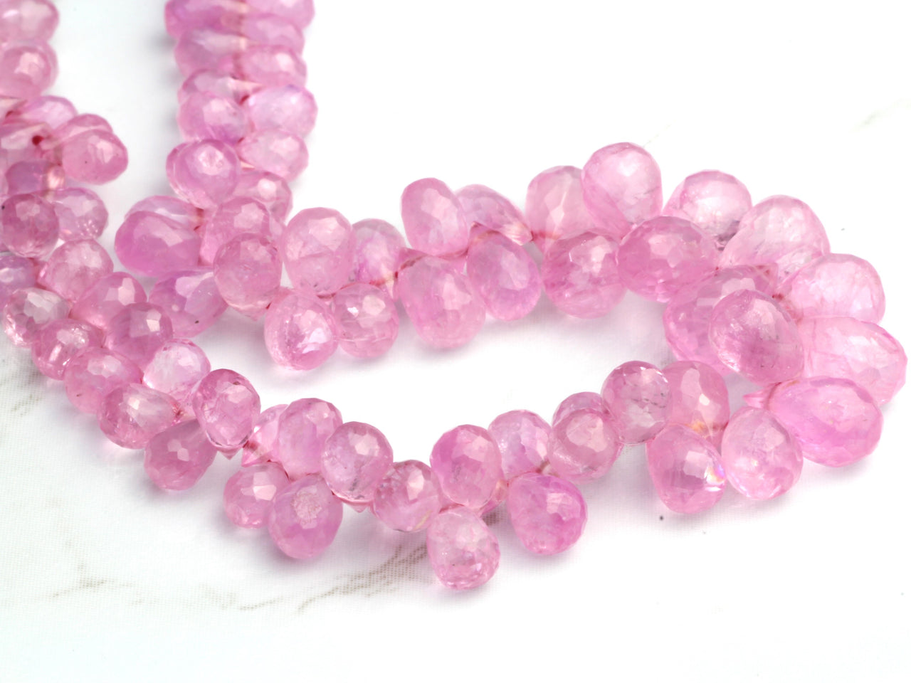 Light Pink Sapphire 4x2mm - 6x4mm Faceted Teardrop Briolettes Bead Strand