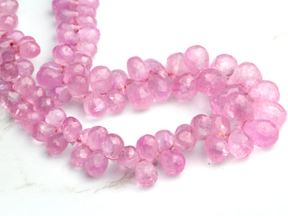 Light Pink Sapphire 4x2mm - 6x4mm Faceted Teardrop Briolettes Bead Strand