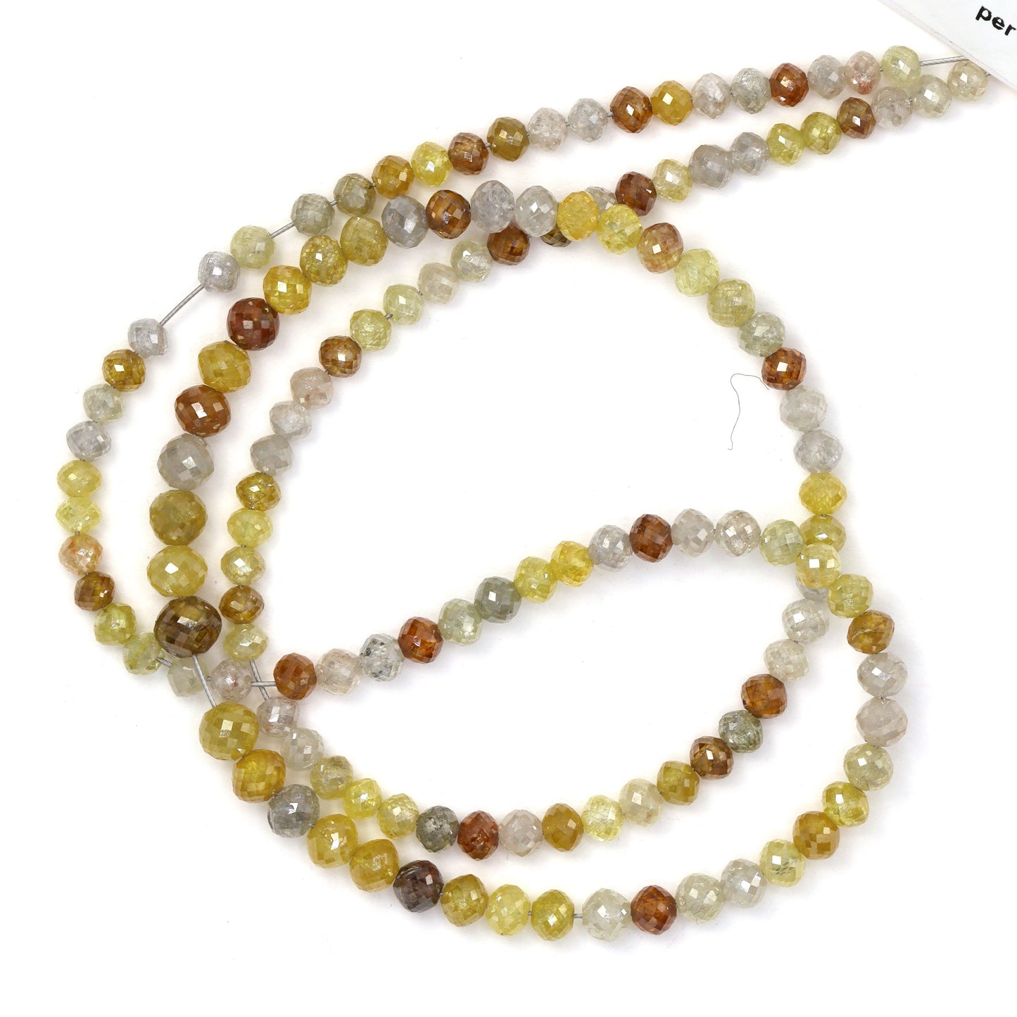 Multi Color Diamond 3.25mm - 4.5mm Hand Faceted Rondelles Bead Strand