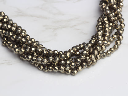 Natural Pyrite 2mm Faceted Rondelles