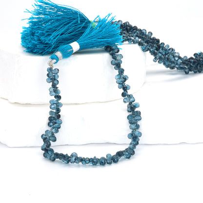 AA London Blue Topaz 3x5mm Faceted Teardrop Briolettes Bead Strand