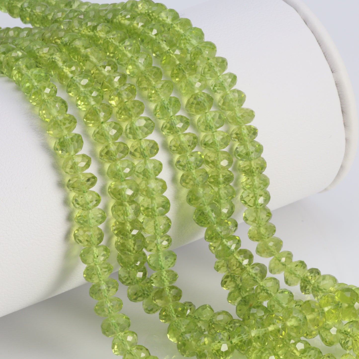 Green Peridot 5mm Faceted Rondelles